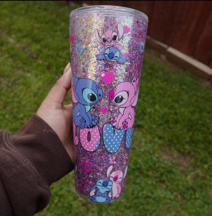 Stitch and Angle Snowglobe Tumbler