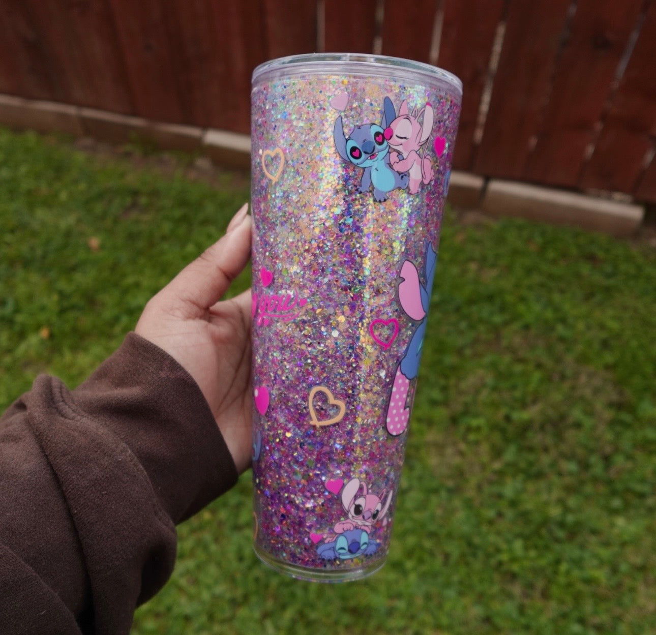 Stitch and Angle Snowglobe Tumbler